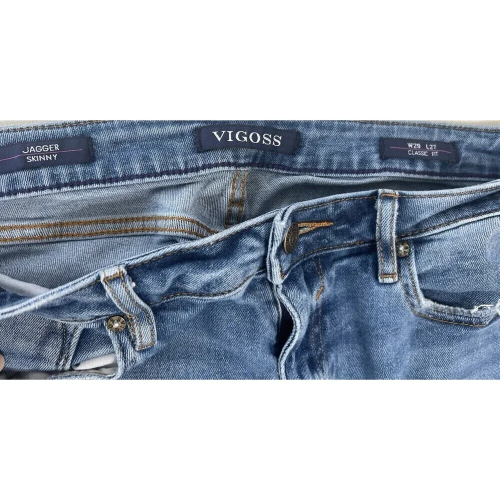 Vigoss Jagger Skinny Jeans Womens Size 29 x 27 Medium Wash Distressed Denim
